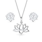 Blossom Lily Flower Lotus Pendant Necklace Sterling Silver