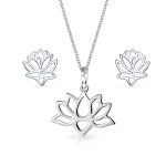 Blossom Lily Flower Lotus Pendant Necklace Sterling Silver