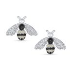 Estate Vintage Art Deco Queen Bumble Bee Stud Earrings in Sterling Silver - Image 2