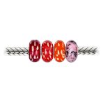 Mixed Set of 4 Sterling Silver Core Red Orange Pink Murano Glass Charm Beads - Image 2