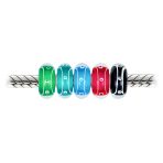 Set of 5 Jewel Tone Stripe Dots Swirl Bubble Murano Glass Charm Bead Set for Bracelet - Image 2