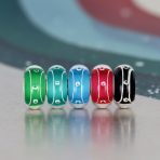 Set of 5 Jewel Tone Stripe Dots Swirl Bubble Murano Glass Charm Bead Set for Bracelet - Image 3