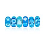 Mixed Set Blue Aqua White Floral Murano Glass Flower Charm Bead Sterling Silver Core For Bracelet