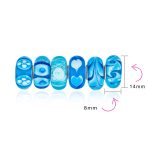 Mixed Set Blue Aqua White Floral Murano Glass Flower Charm Bead Sterling Silver Core For Bracelet - Image 3