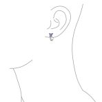 Majesty Butterfly Huggies Purple White CZ Hoop Earrings - Image 3