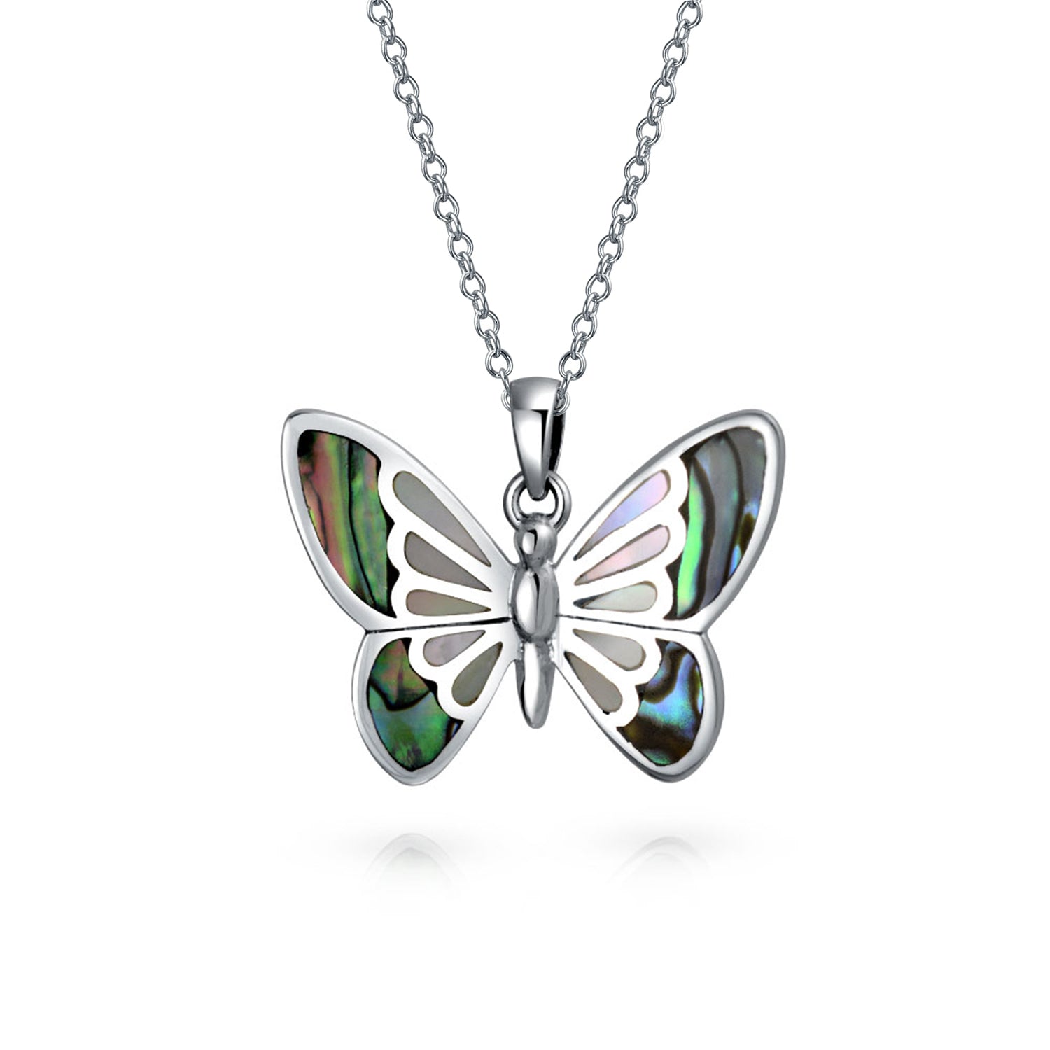 butterfly-necklace-pendant-abalone-rainbow_eam-tsp6097ab-az_1 Iridescent Rainbow Abalone Shell Butterfly Pendant Necklace in Sterling Silver - Image 1