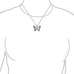 Iridescent Rainbow Abalone Shell Butterfly Pendant Necklace in Sterling Silver - Image 3