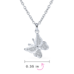 Mini Petite Micro Pave CZ Garden Butterfly Pendant Necklace Sterling Silver - Image 4