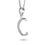 Delicate Pave CZ Block Letter Alphabet Pendant Necklace Sterling Silver - Image 19
