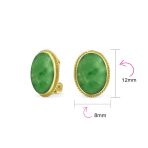 7CT Oval Cabochon Gemstones 17K Gold Plated Clip-On Earrings - Image 13