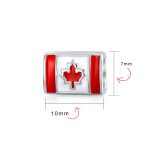 Set of 2 Red Enamel Canadian Flag & Maple Leaf Dangle Charm Bead Oxidized Silver - Image 4