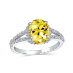 Classic 3CTW Cubic Zirconia Halo Solitaire Oval Engagement Ring CZ Split Shank Band Sterling Silver - Image 2