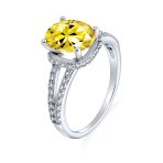 Classic 3CTW Cubic Zirconia Halo Solitaire Oval Engagement Ring CZ Split Shank Band Sterling Silver - Image 5