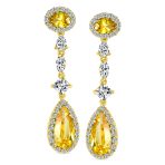 Art Deco Style Royal Green Cubic Zirconia Halo CZ Statement Teardrop Chandelier Earrings Silver Plated - Image 7