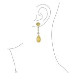 Art Deco Style Royal Green Cubic Zirconia Halo CZ Statement Teardrop Chandelier Earrings Silver Plated - Image 13