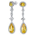 Art Deco Style Royal Green Cubic Zirconia Halo CZ Statement Teardrop Chandelier Earrings Silver Plated - Image 6