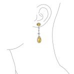 Art Deco Style Royal Green Cubic Zirconia Halo CZ Statement Teardrop Chandelier Earrings Silver Plated - Image 18