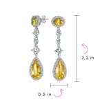Art Deco Style Royal Green Cubic Zirconia Halo CZ Statement Teardrop Chandelier Earrings Silver Plated - Image 24