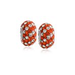 Set of Two Striped Crystal Spacer Bead Sterling Silver Fits European Bracelet - Image 2