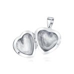 Vintage Style Keepsake Leaf Design Heart Photo Locket Necklace Pendant .925 Silver - Image 2