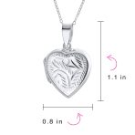 Vintage Style Keepsake Leaf Design Heart Photo Locket Necklace Pendant .925 Silver - Image 5