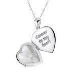 Vintage Style Heart Shaped Locket Pendant Necklace Holds Photos Silver - Image 2