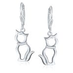 Best Friend Animal Lover Dangle Earrings Sterling Silver Cat - Image 2