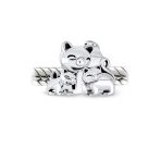 Set of 2 Mommy Cat & Kittens Family &  I Love My Cat Round Charm Bead Silver - Image 3