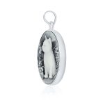 Vintage Style Black Onyx Kitten Cameo Pendant Necklace in Sterling Silver - Image 2