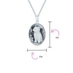 Vintage Style Black Onyx Kitten Cameo Pendant Necklace in Sterling Silver - Image 5