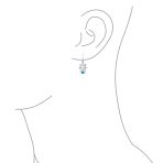Small Kitty Kitten Animal Pet Blue CZ Accent Dangle Cat Earrings Sterling Silver - Image 6