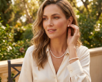 Classic White Freshwater Pearl Necklace Bracelet & Earrings Jewelry Set 18 Inch - Image 3