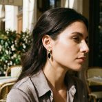 Fashion Statement Black White Teardrop Nature Stone Dangling Earrings Gold Plated - Image 7