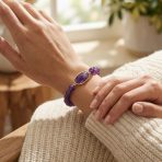 Stacking Stretch Bracelet Lapis Amethyst Turquoise Hearts - Image 6