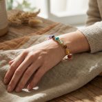 Spiritual Multicolor Chain Link Bracelet with Healing Stone Beads Adjustable - Image 3