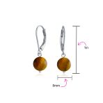 Simple Gemstone 8MM Drop Ball Earrings Secure Hinge Lever Back Sterling Silver - Image 55