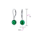 Simple Gemstone 8MM Drop Ball Earrings Secure Hinge Lever Back Sterling Silver - Image 56