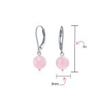 Simple Gemstone 8MM Drop Ball Earrings Secure Hinge Lever Back Sterling Silver - Image 73
