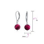 Simple Gemstone 8MM Drop Ball Earrings Secure Hinge Lever Back Sterling Silver - Image 58