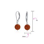 Simple Gemstone 8MM Drop Ball Earrings Secure Hinge Lever Back Sterling Silver - Image 59