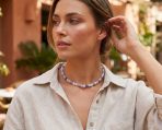Multi Color Amethyst Aquamarine Quartz 10MM Bead Strand Necklace Silver Clasp - Image 6