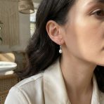 Simple White Pear Freshwater Pearl Teardrop Dangle Earrings Sterling Silver - Image 3