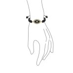 Black Braided Cord Evil Eye Bolo Bracelet Adjustable Gold Plated Crystal Accent - Image 3