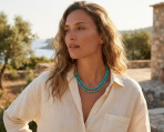 Classic Western Hand Knotted 10MM Bead 70" Long Blue Turquoise Strand Necklace - Image 3