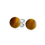 8MM Natural Gemstone Drop Ball Earrings Silver Birthstone - Image 9