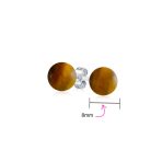8MM Natural Gemstone Drop Ball Earrings Silver Birthstone - Image 39