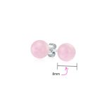 8MM Natural Gemstone Drop Ball Earrings Silver Birthstone - Image 40