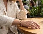 Brown Acrylic Tortoise Shell Oval Chain Link Bracelet Gold Plated Stainless Steel - Image 3