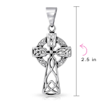 Protection Amulet Celtic Cross Pendant Necklace Oxidized Silver 20 Inch Chain - Image 3