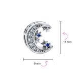 Celestial Crescent Moon Star Charm Bead Sterling Silver for European Bracelets - Image 3